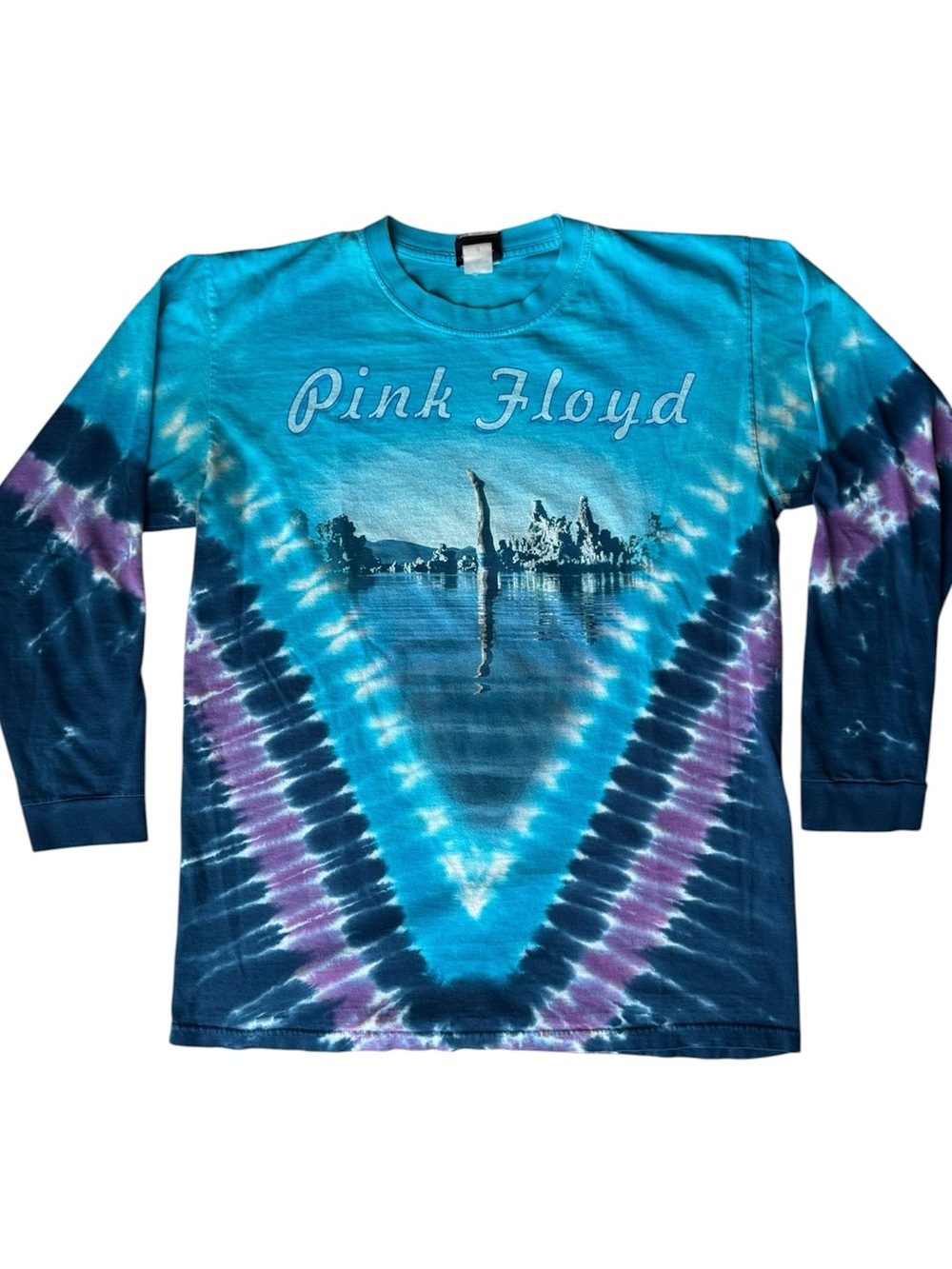 Vintage Liquid Blue Pink Floyd Wish You Were Here Tie Dye Long Sleeve Shirt S